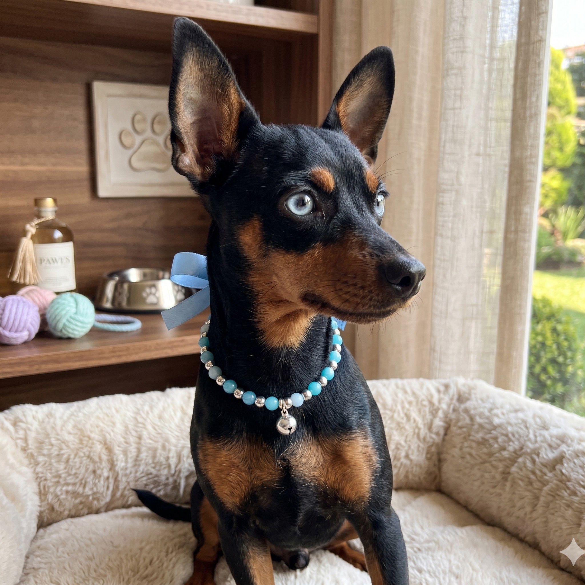 Collana per Cani in Giada Naturale e Ceramica Artigianale